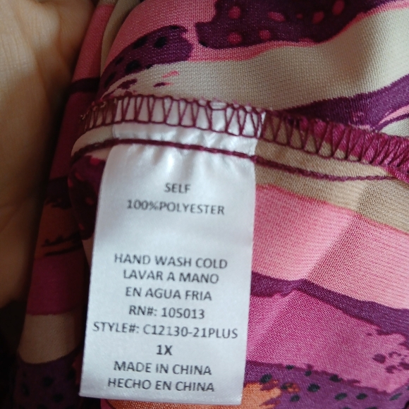 Emily Wonder Lightweight Flowy Purple Blouse 1XL V Neck Casual Boho Retro Career - Picture 3 of 7